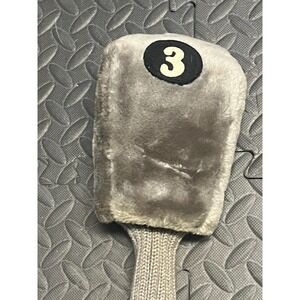 Golf Club Head Cover‎ #3 Driver 3 Fuzzy Plush Grey Knit Sock Headcover Vintage